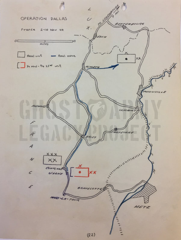 Tactical map of Operation Dallas in France during World War 2