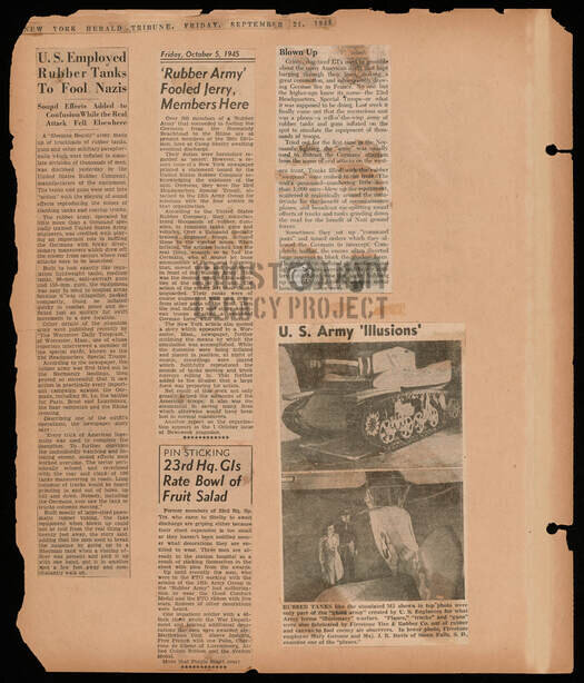 WW2 scrapbook page with more news clippings about The Ghost Army