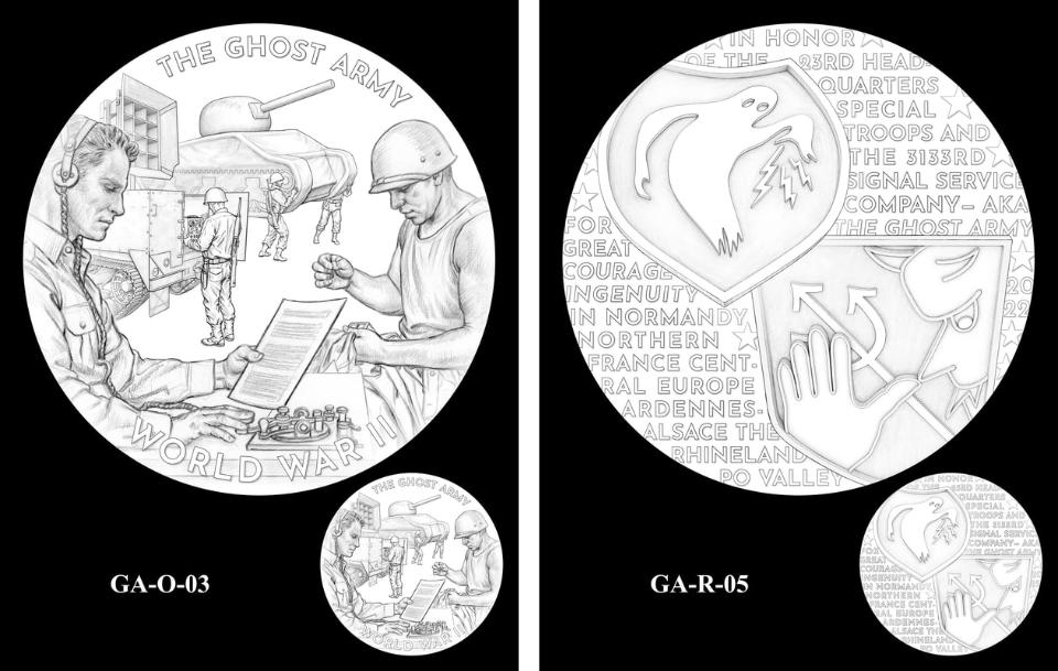proposed design front and back for ghost army gold medal