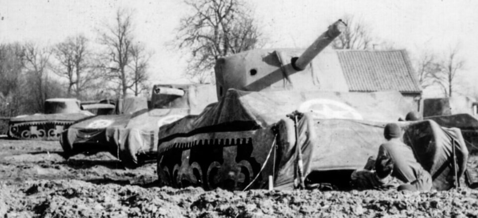 inflatable tanks on the field in ww2