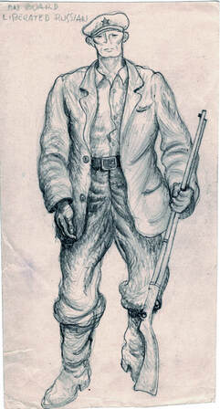 sketch of man in casual clothing with rifle