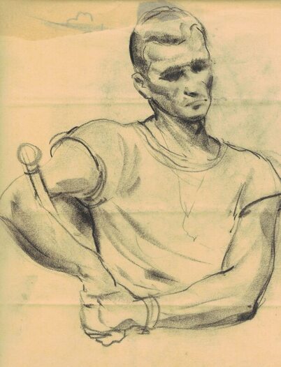 torso sketch of a man in a tshirt