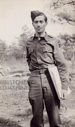 Lt Bernard H Mason in uniform with sketchbook 1943