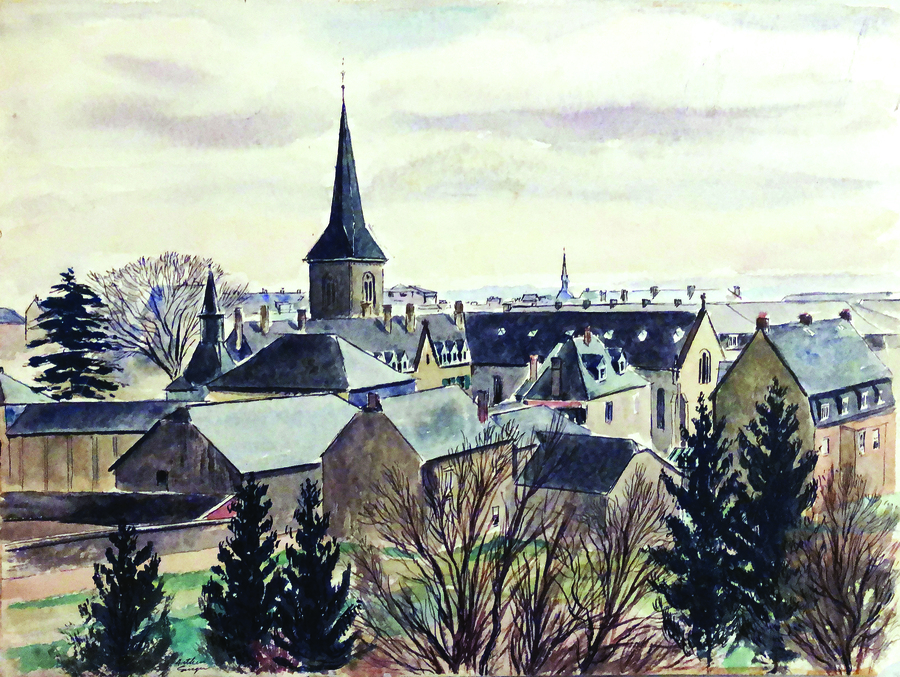 painting of the Luxembourg skyline