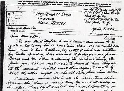 Letters from Harold J Dahl April 9 1945