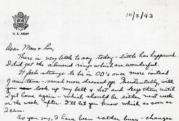 Letters from Harold J. Dahl October 3, 1943