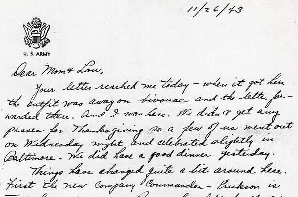 Letters from Harold J. Dahl November 26, 1943