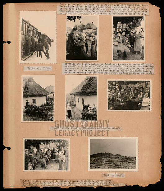 scrapbook of photos and press clippings from ww2 in Pikard France