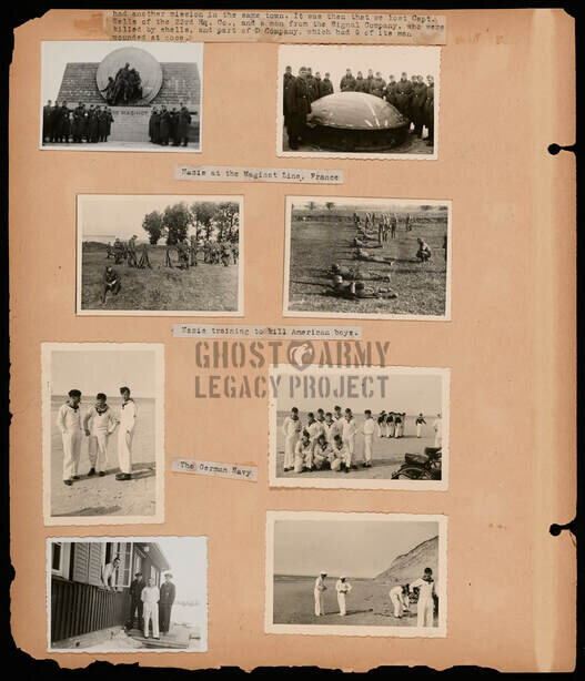 scrapbook of photos from WW2 France Signal Company barracks