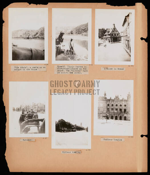 WW2 scrapbook page of photos from Koblenz