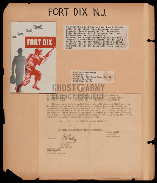 WW2 scrapbook page titled Fort Dix NJ