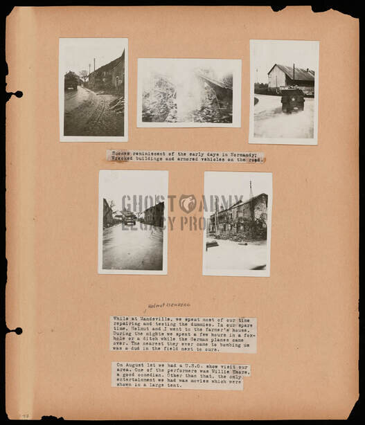 scrapbook page of photos from a tour of France in WW2