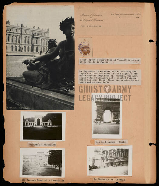 scrapbook page of photos from Les Leges in France during WW2