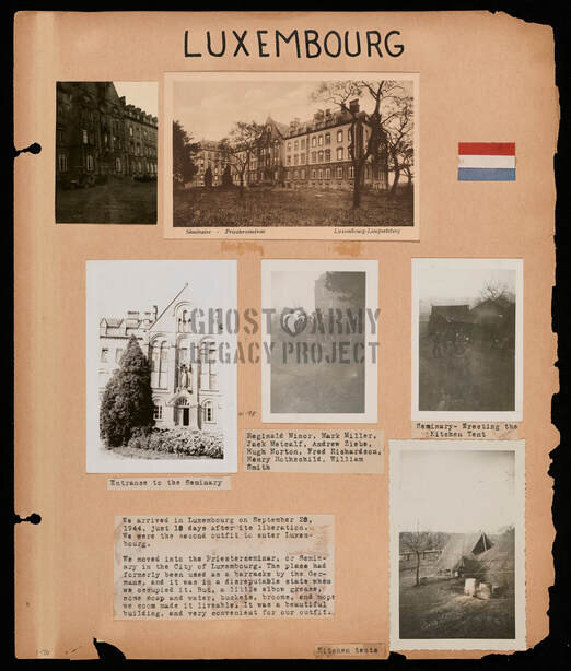 scrapbook page of photos of Luxembourg France in WW2
