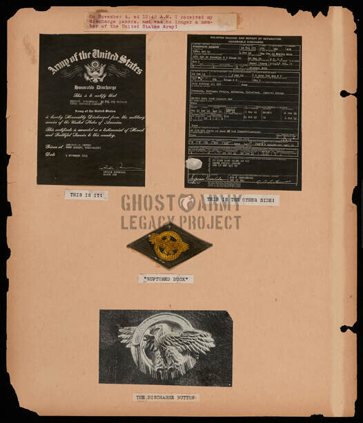 WW2 Scrapbook page with discharge papers