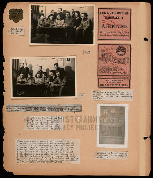 scrapbook page of photos of French families during WW2