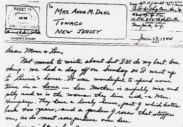 Letters from Harold J Dahl June 27 1944
