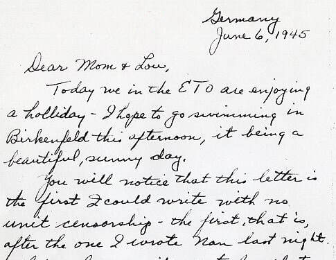 Letters from Harold J Dahl June 6 1945