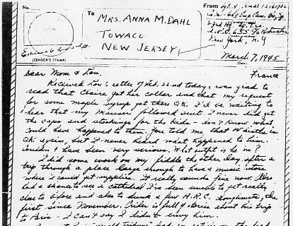 Letters from Harold J. Dahl March 7, 1945