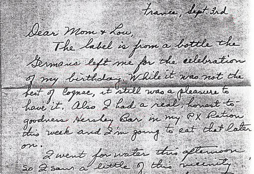 Letters from Harold J Dahl September 3 1944